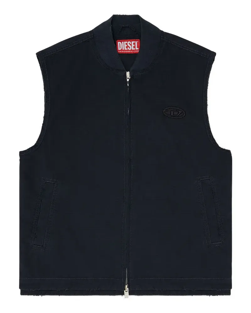 Diesel Weste mit Oval D-Logo - Schwarz Schwarz