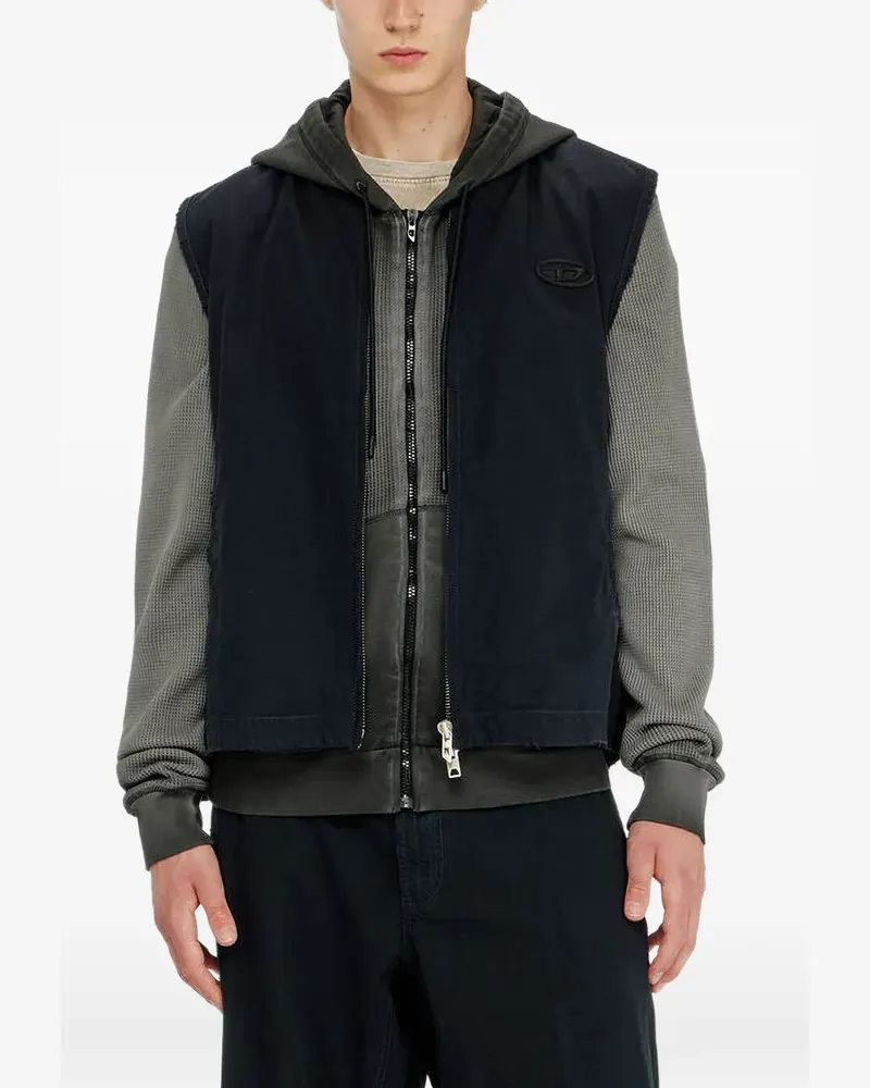 Diesel Weste mit Oval D-Logo - Schwarz Schwarz
