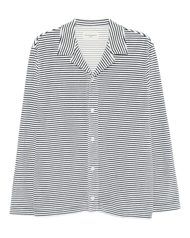 Officine Generale Kai striped shirt - Weiß Weiß