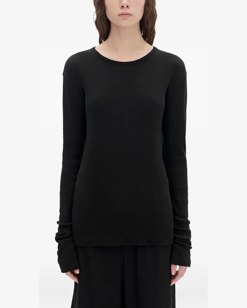 Ann Demeulemeester Geripptes Fiene Langarmshirt - Schwarz Schwarz
