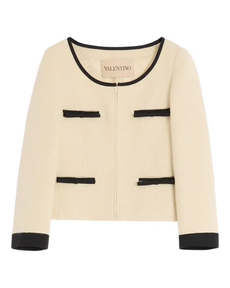 Valentino Garavani Tweed-Jacke mit Schleifendetail - Nude Nude