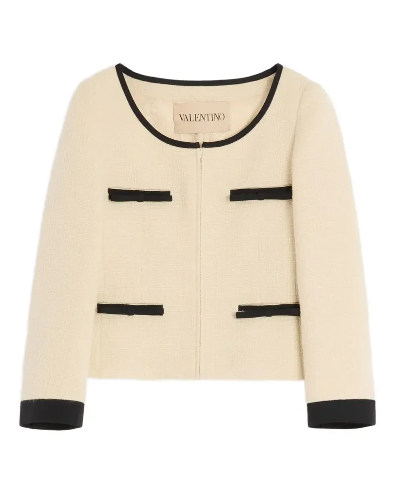 Valentino Garavani bow-detail tweed jacket - Nude Nude
