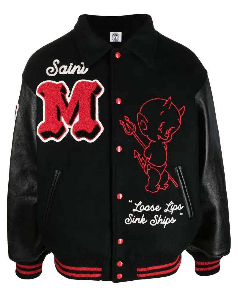SAINT MXXXXXX Collegejacke mit Logo-Print - Schwarz Schwarz