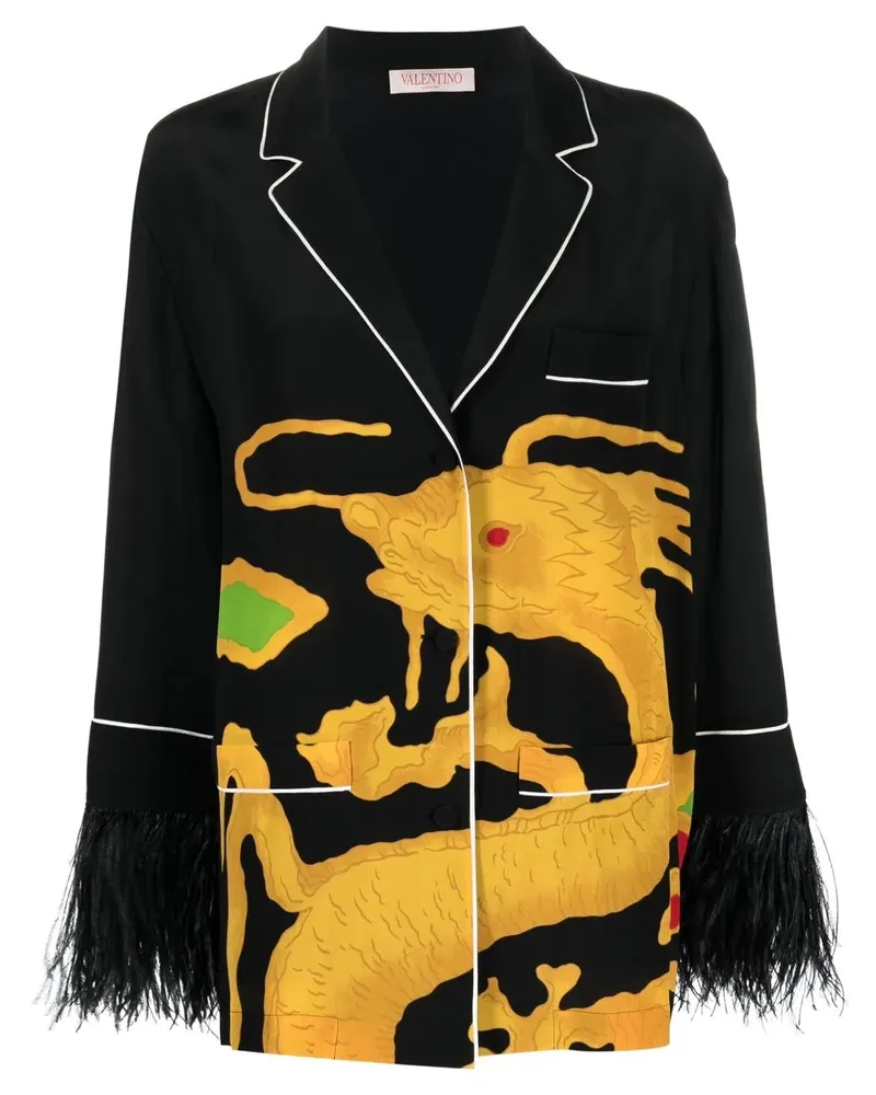 Valentino Garavani Seidenhemd mit grafischem Print - Blau Blau