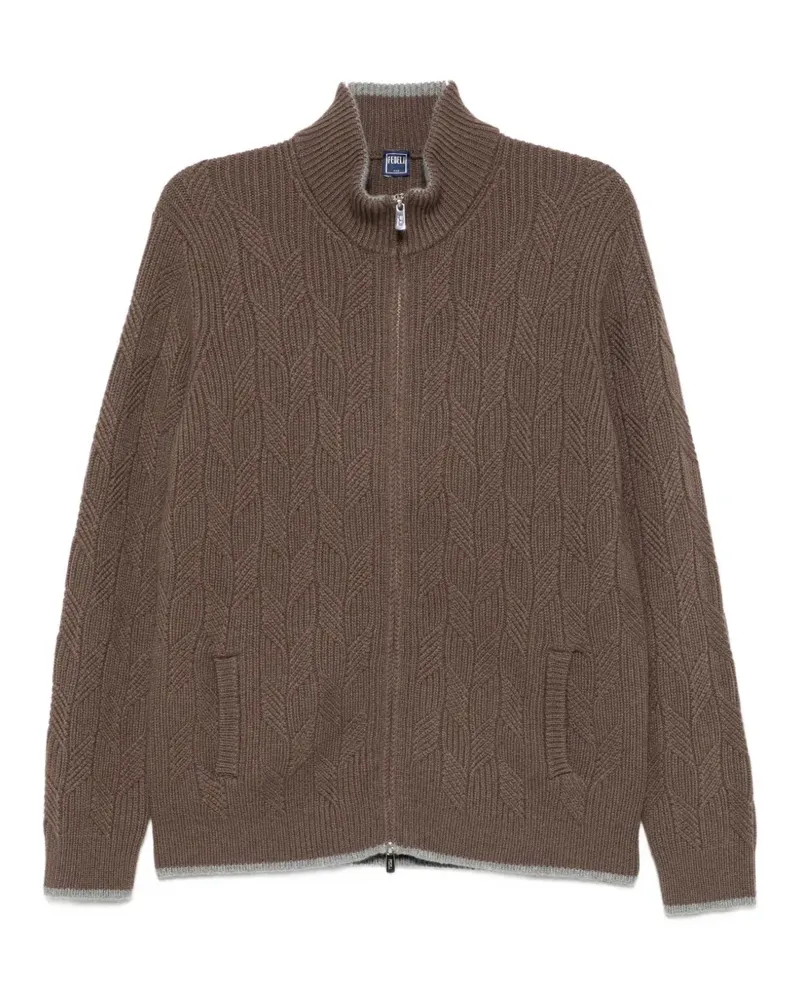 Fedeli Cardigan mit Zopfmuster - Braun Braun