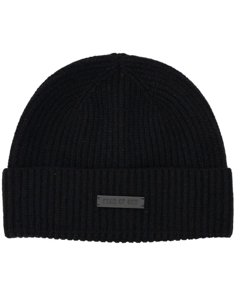 Fear of God Kaschmir-Beanie mit Logo-Applikation - Schwarz Schwarz