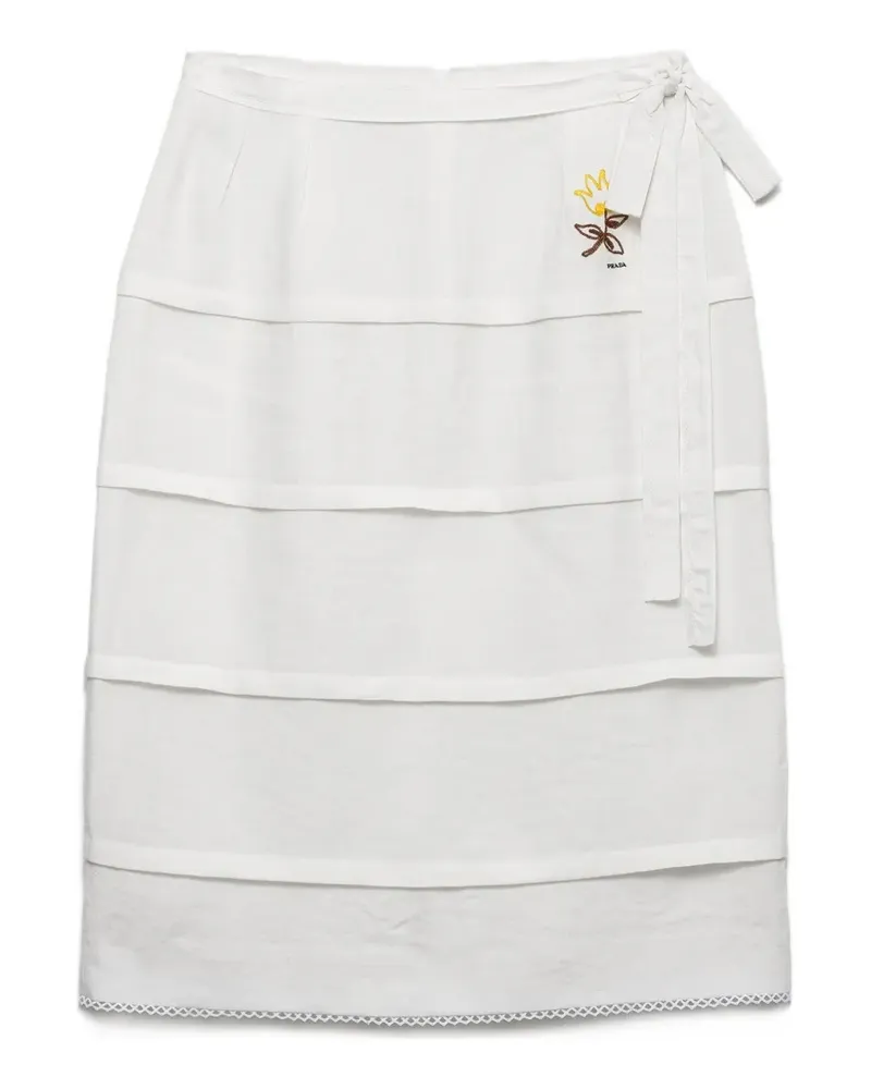 Prada embroidered linen skirt - Weiß Weiß
