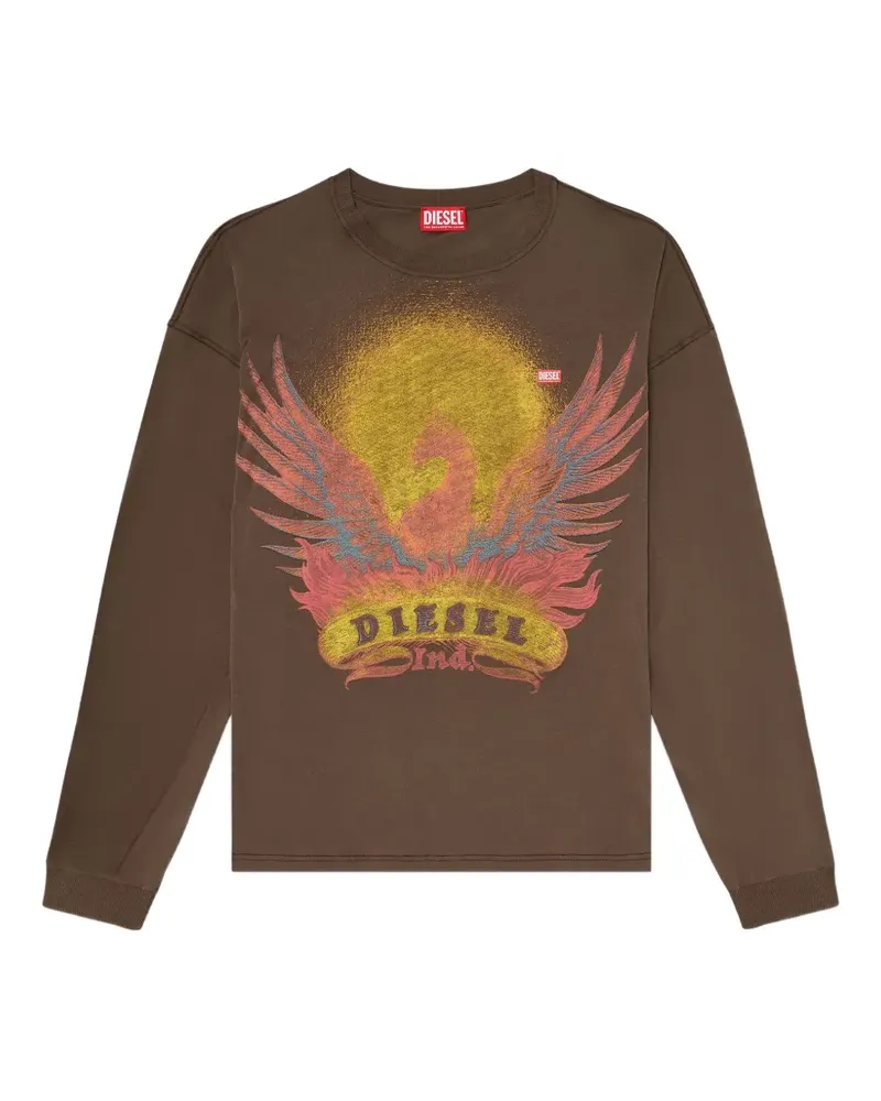 Diesel graphic-print long-sleeve T-shirt - Braun Braun