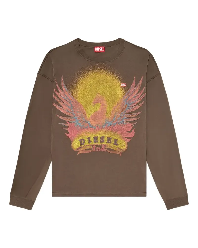 Diesel Langarmshirt mit Phoenix-Grafik - Braun Braun