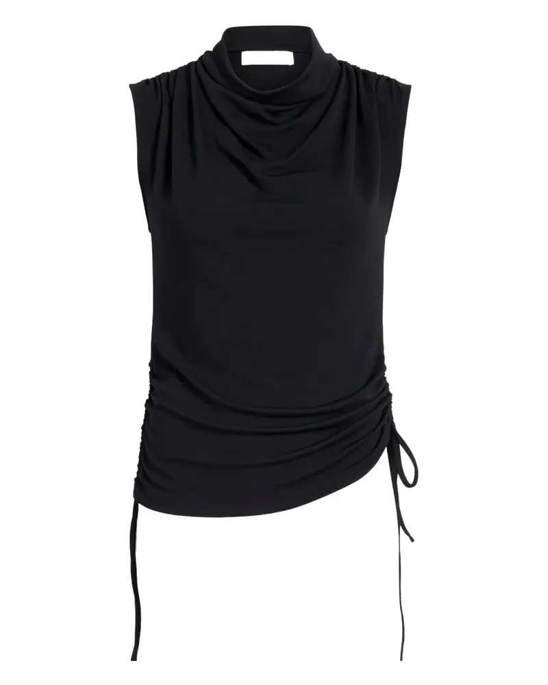 Proenza Schouler Elna Kordelzug-Oberteil mit Wasserfallkragen - Schwarz Schwarz