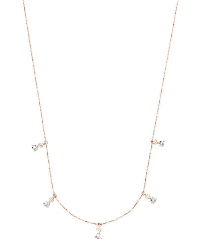 Dana Rebecca Designs 14kt Ava Bea Dew Drop Station Rotgoldhalskette mit Diamanten - Rosa Rosa
