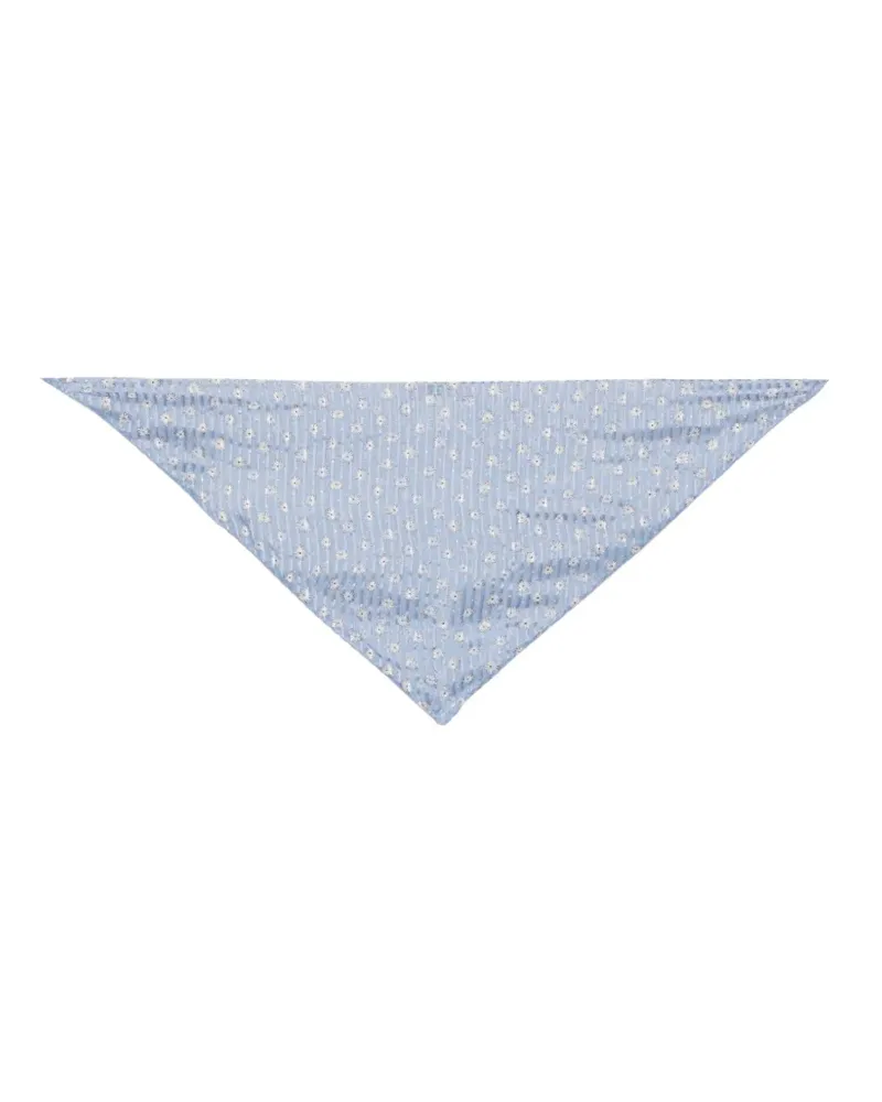 Kristina Ti Gestreifter Schal mit Blumenprint - Blau Blau