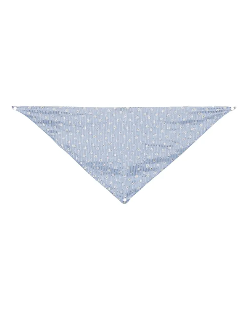 Kristina Ti floral-print striped scarf - Blau Blau