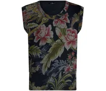 floral-print round-neck vest