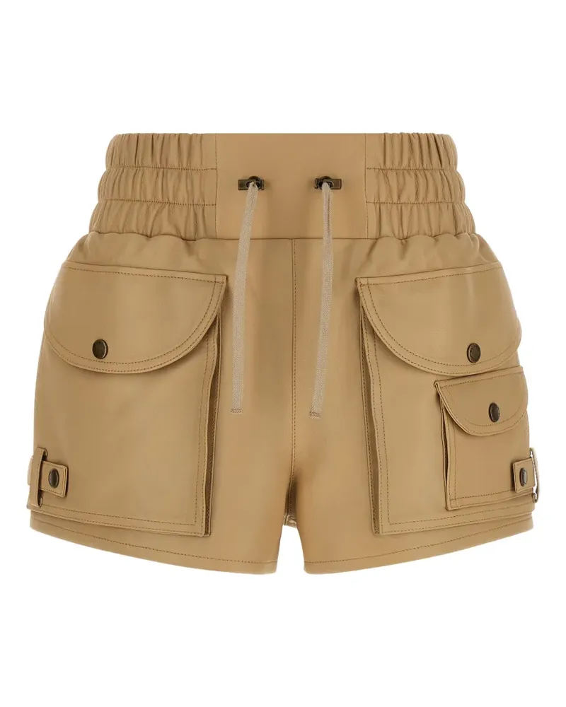 Balmain cargo-pocket leather shorts - Nude Nude