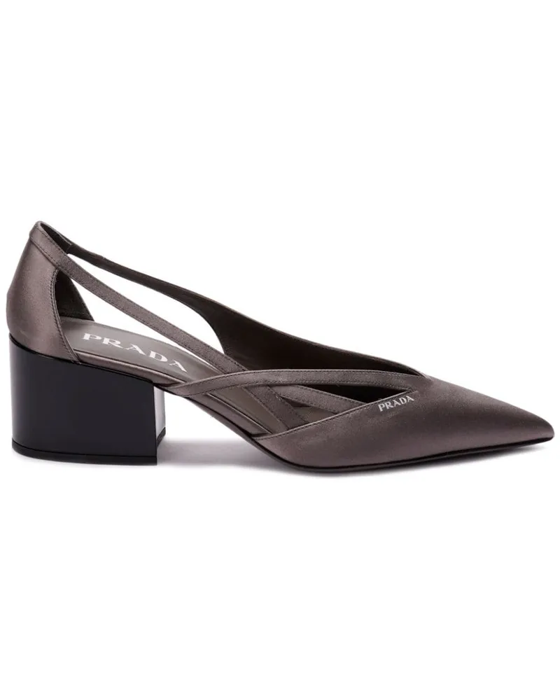 Prada Pumps mit Cut-Out aus Satin 55mm - Grau Grau