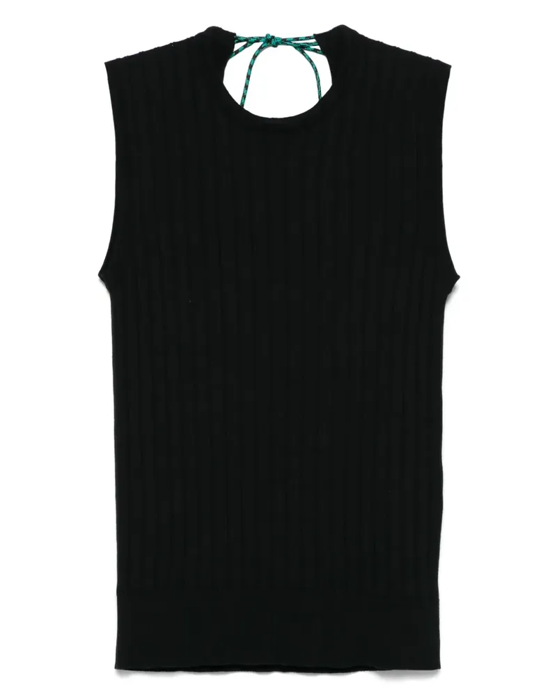 PLAN C Geripptes Top - Schwarz Schwarz