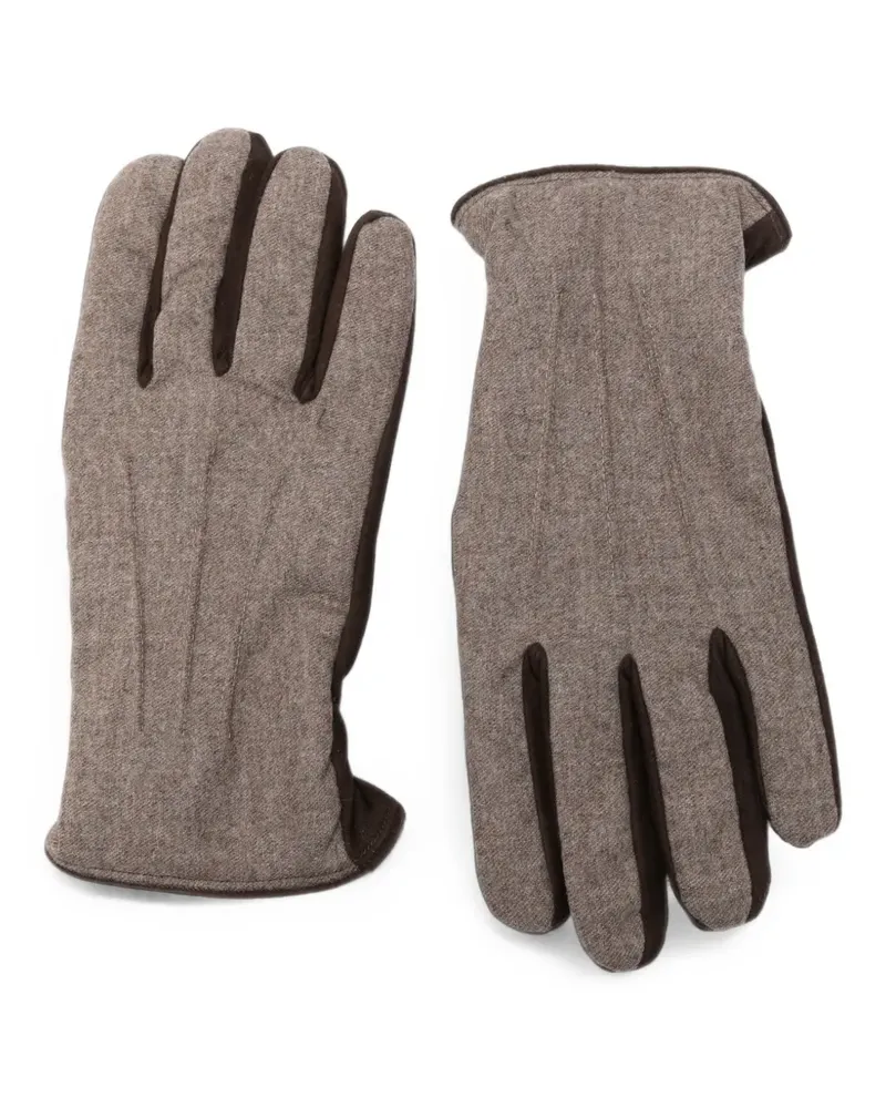 Gran Sasso panelled elasticated-cuff gloves - Nude Nude