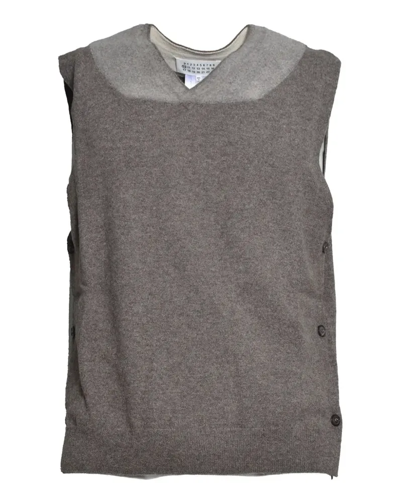 Maison Margiela contrast-panel button-fastening vest - Braun Braun
