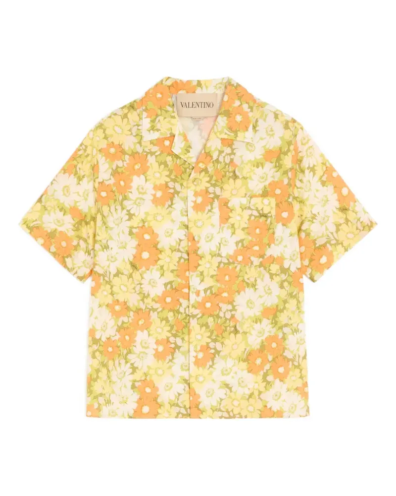 Valentino Garavani cotton bowling shirt with Papier-Floral print - Gelb Gelb