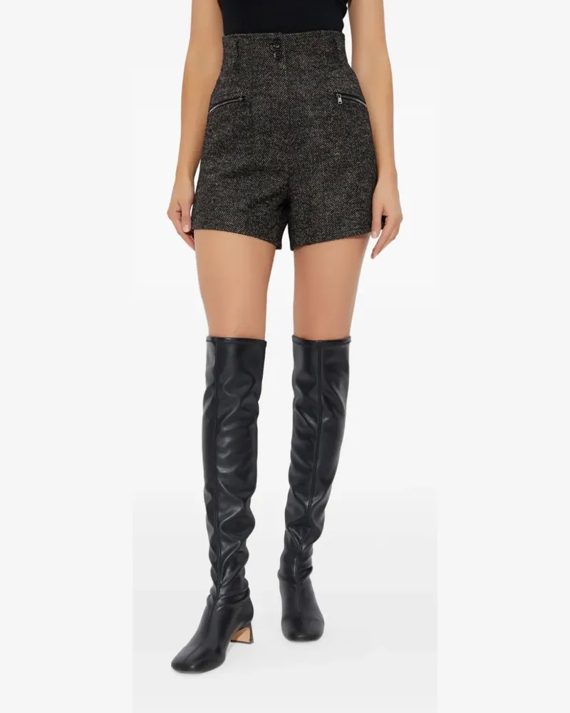 Max Mara Bolzano High-Waist-Shorts mit Fischgrätenmuster - Braun Braun