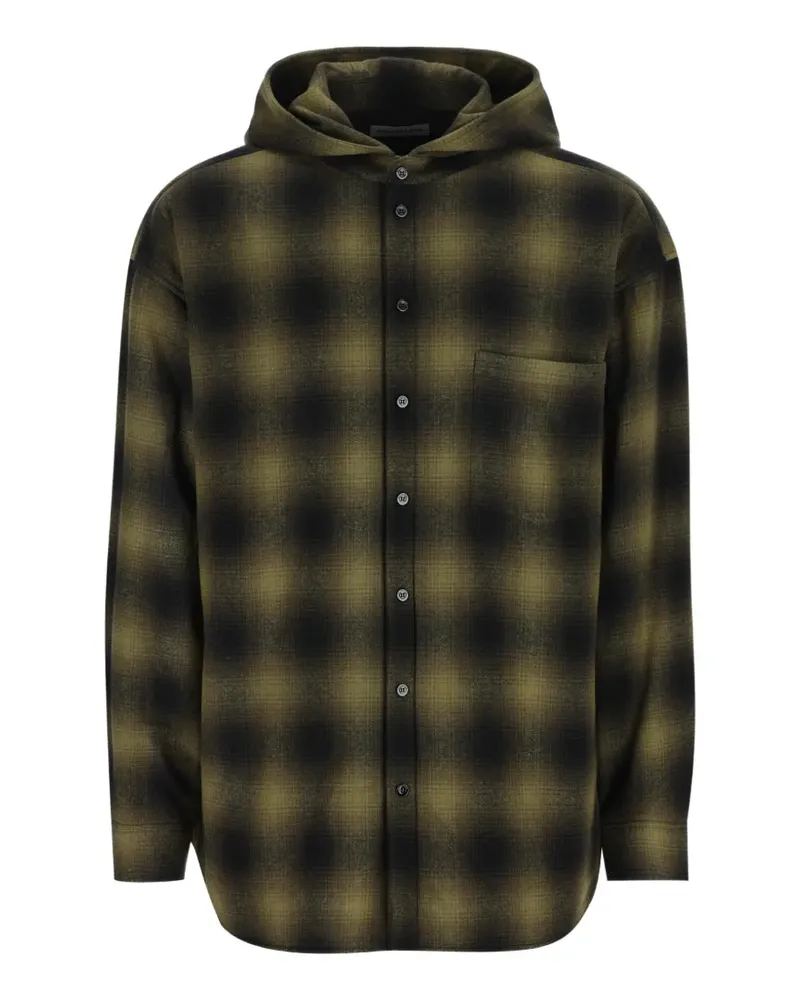 Balenciaga gradient-chequered hooded shirt - Grün Grün