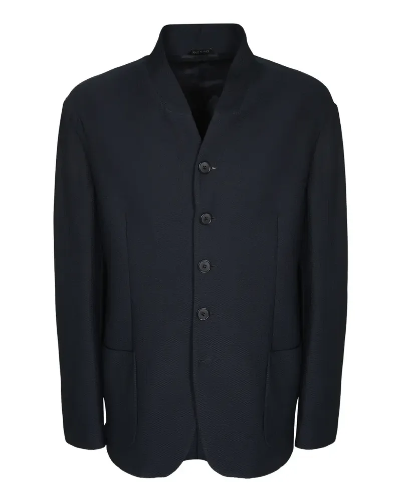Giorgio Armani Sakko mit Stehkragen aus Wabenstrick - Blau Blau