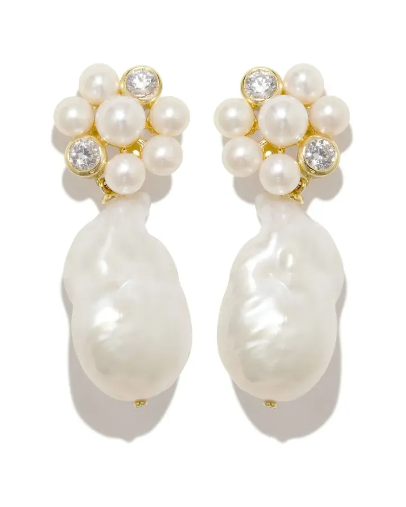 Completedworks 18kt vergoldete Lightdrops Ohrringe mit Perlen und Zirkonia Gold