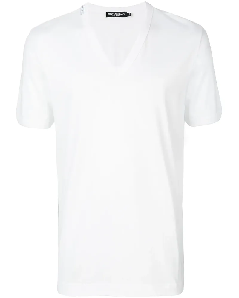 Dolce & Gabbana T-Shirt mit V-Ausschnitt - Weiß Weiß