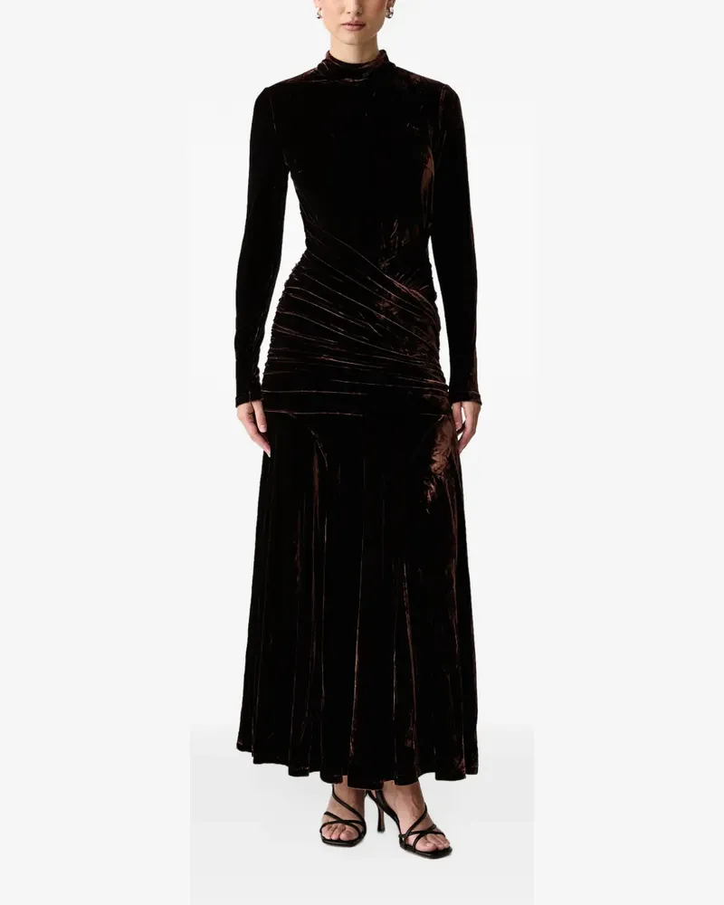 Bardot Korina ruched velvet maxi dress - Braun Braun