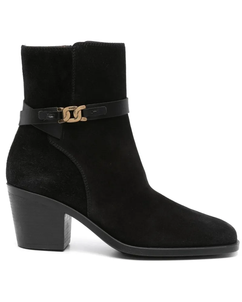 TOD'S Stiefeletten mit Logo-Anhänger 65mm - Schwarz Schwarz