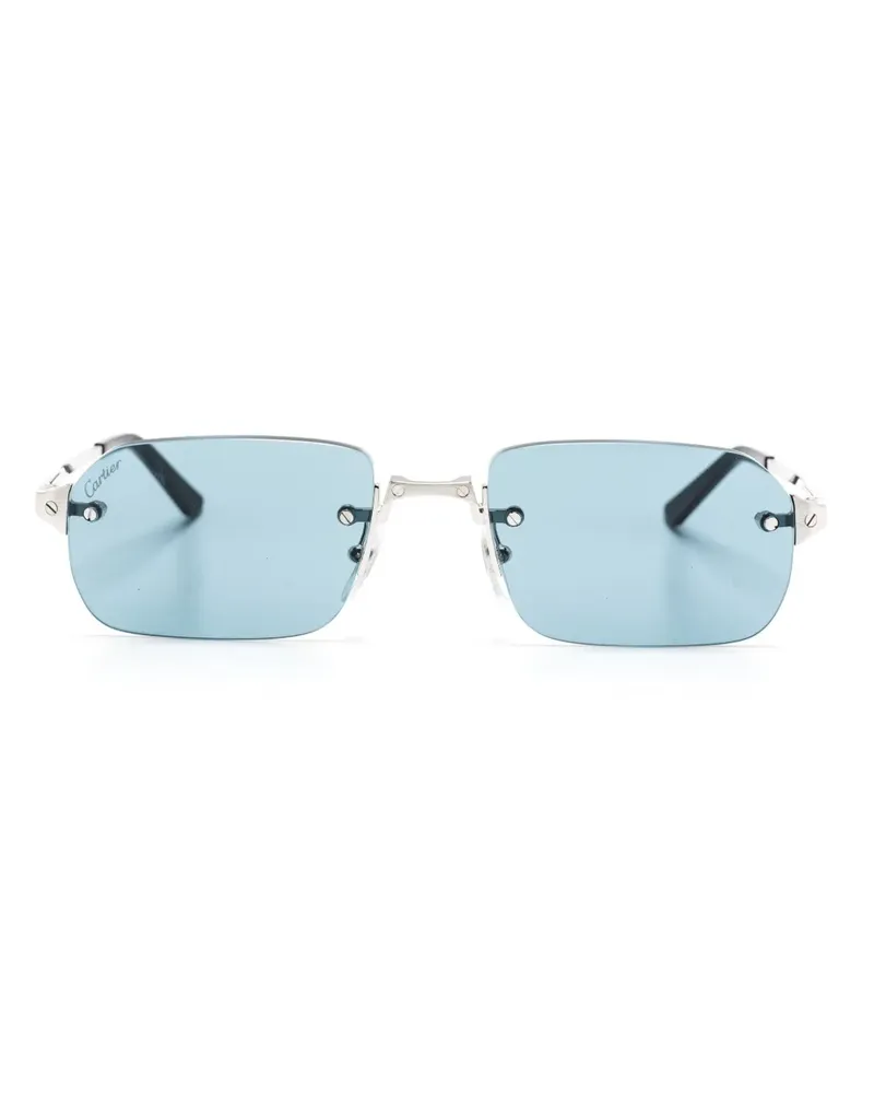 Cartier Santos Sonnenbrille mit eckigem Gestell - Silber Silber