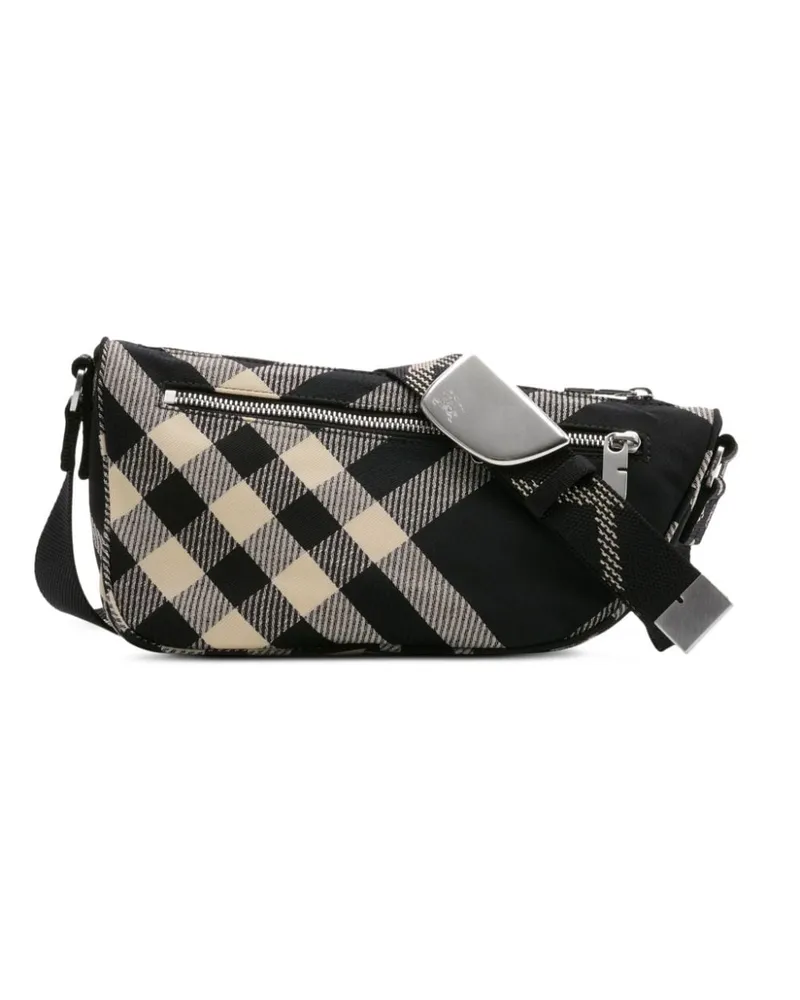 Burberry Kleine Shield Kuriertasche mit Check - Schwarz Schwarz