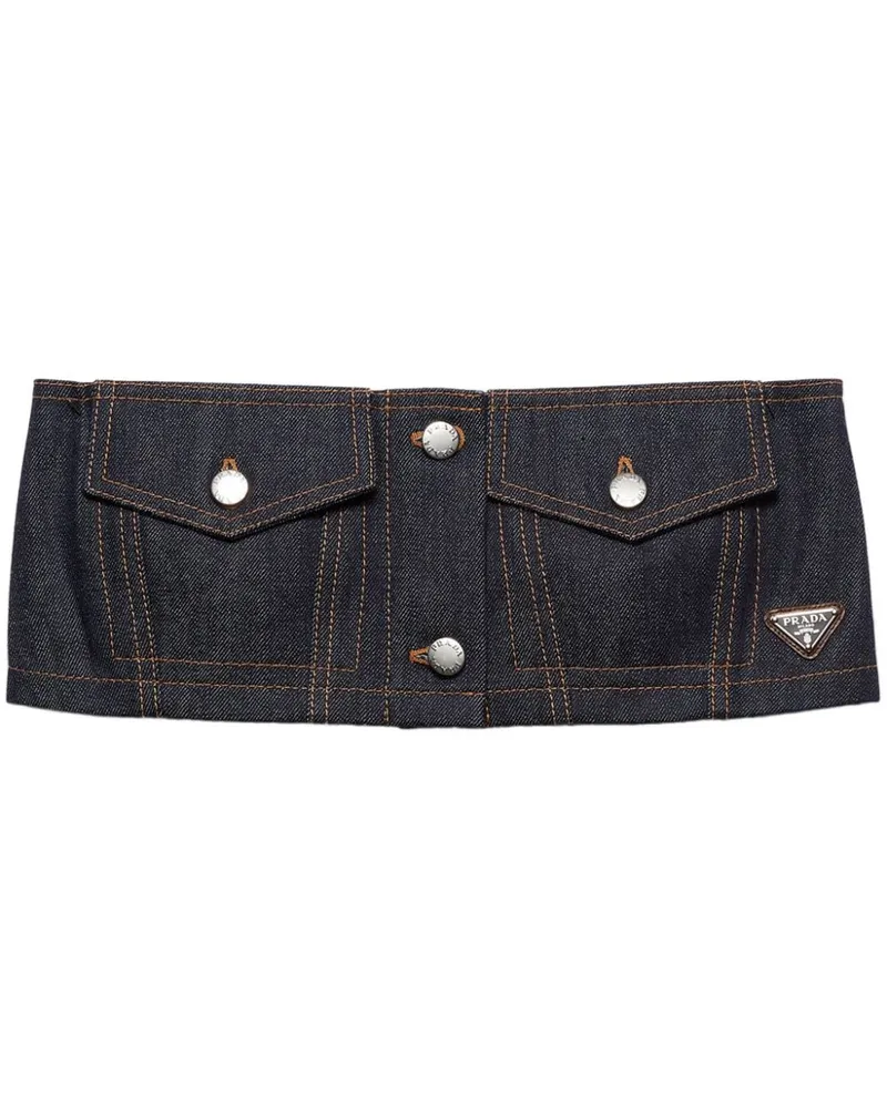 Prada Schulterfreies Cropped-Top - Blau Blau