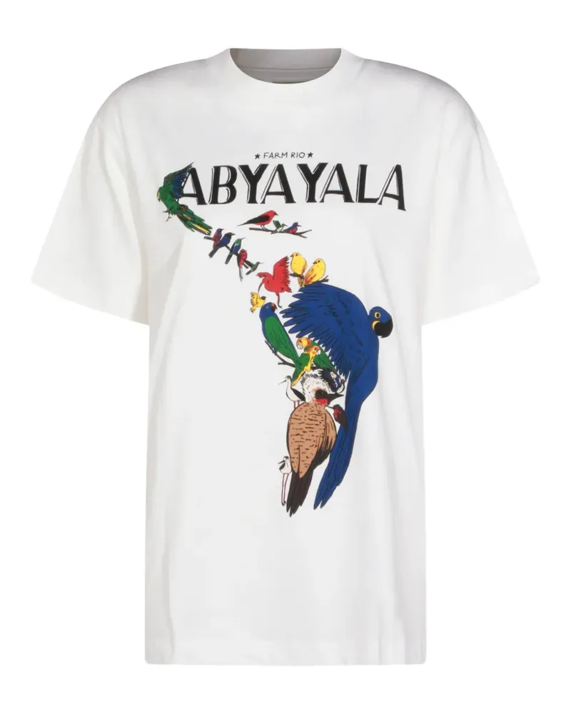 FARM Rio T-Shirt mit Papagei-Print - Weiß Weiß