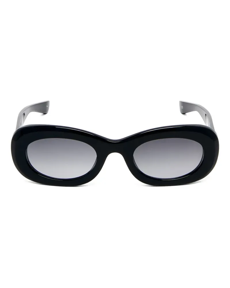 Alexander McQueen Sonnenbrille mit ovalem Gestell - Schwarz Schwarz