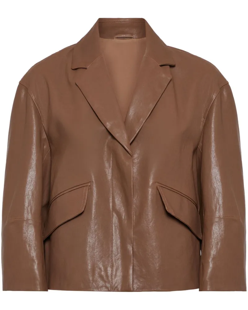 Brunello Cucinelli Klassische Lederjacke - Braun Braun