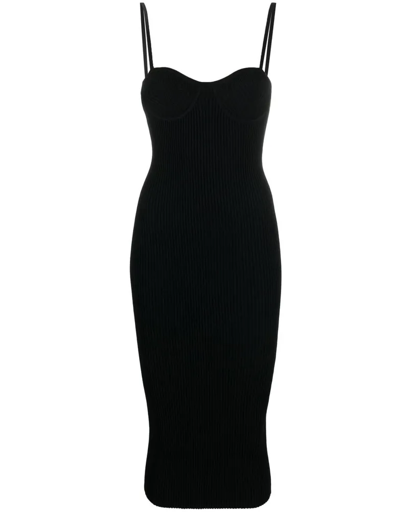 Helmut Lang Midikleid mit Herzausschnitt - Schwarz Schwarz