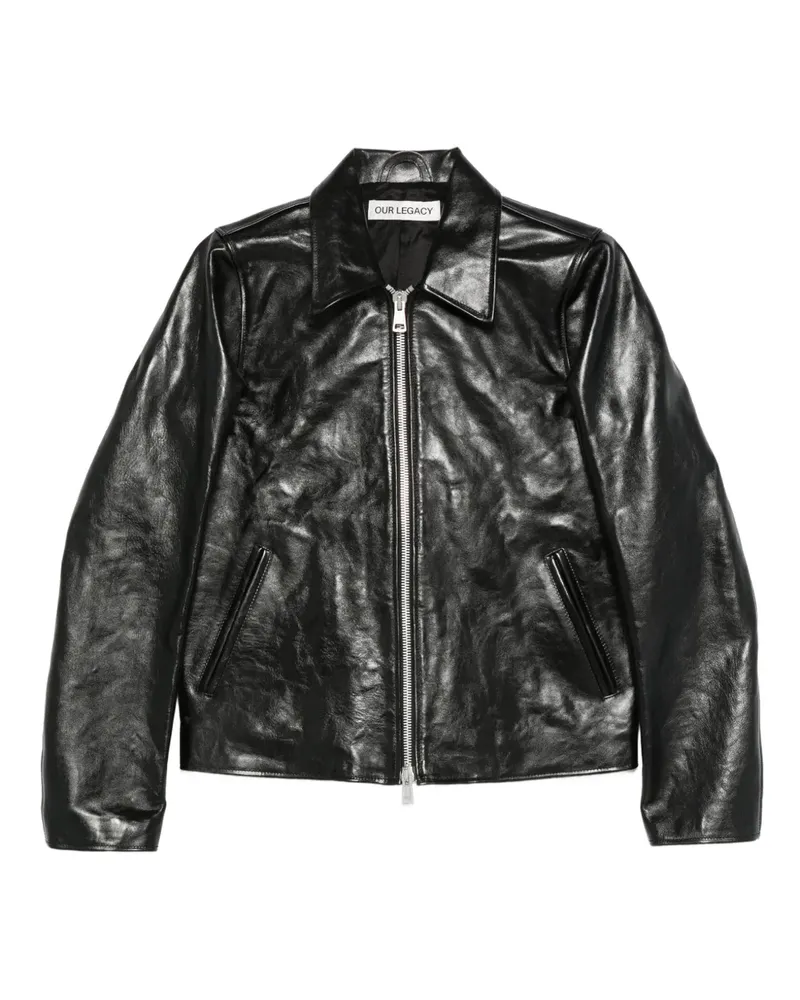Our Legacy Lederjacke mit Reißverschluss - Schwarz Schwarz