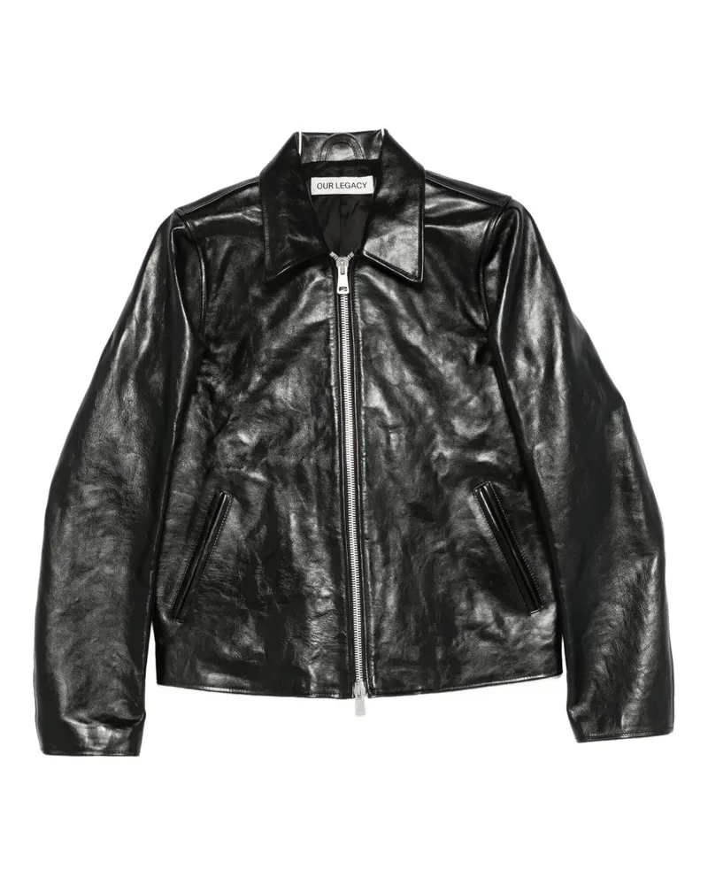 Our Legacy Lederjacke mit Reißverschluss - Schwarz Schwarz