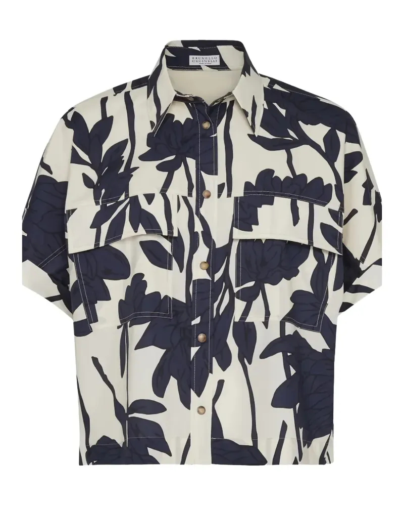 Brunello Cucinelli floral-print short-sleeve shirt - Weiß Weiß