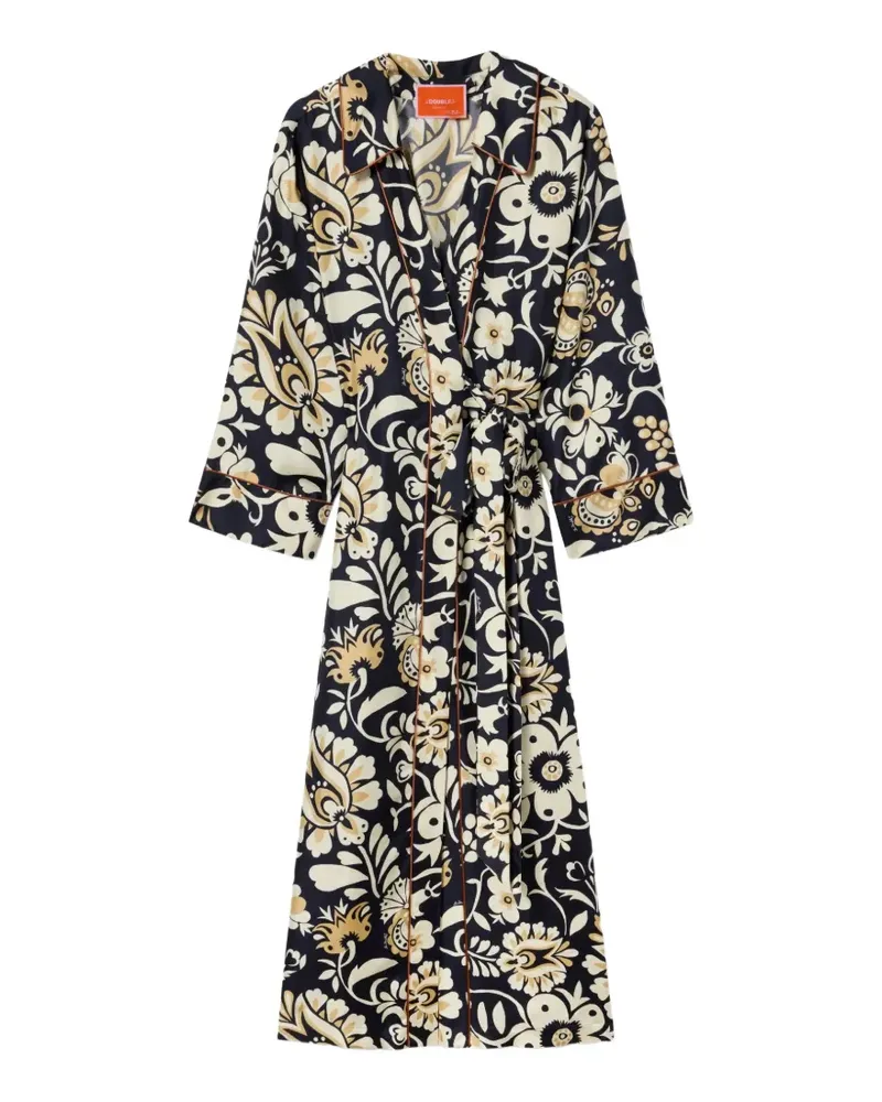 La DoubleJ floral-print wrap-style midi dress - Blau Blau