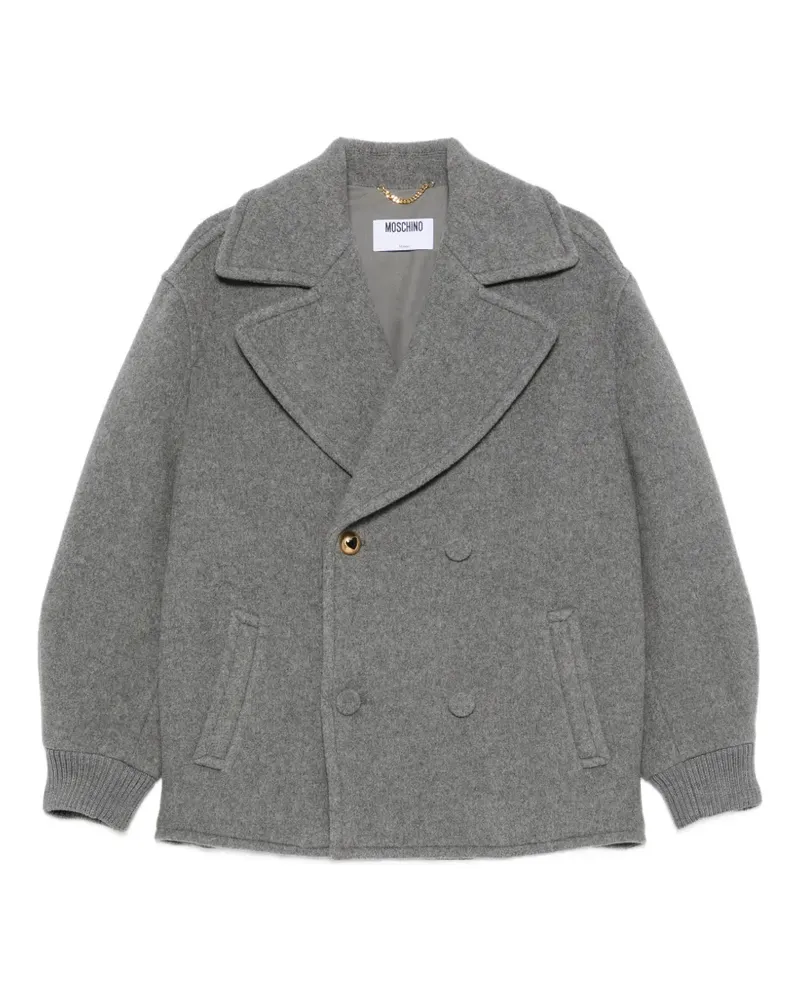Moschino double-breasted heart-motif wool jacket - Grau Grau