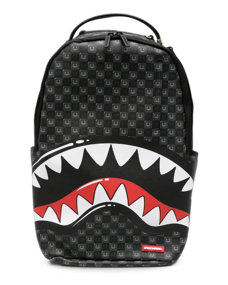 Sprayground Karierter Shark Mouth Rucksack - Schwarz Schwarz