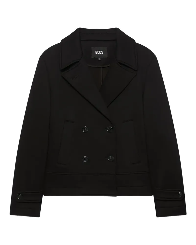 GCDS double-breasted welt-pocket jacket - Schwarz Schwarz