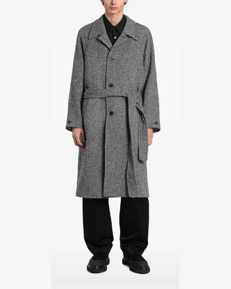 Paul Smith herringbone belted single-breasted coat - Weiß Weiß