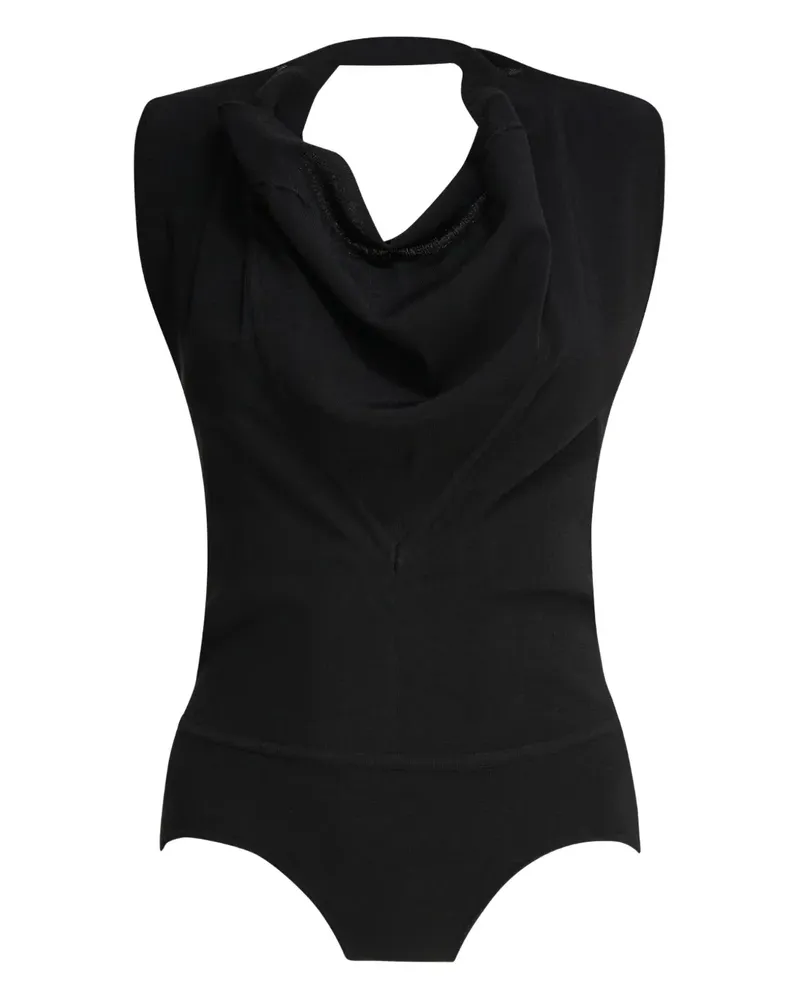 Max Mara Body mit Wasserfallausschnitt - Schwarz Schwarz