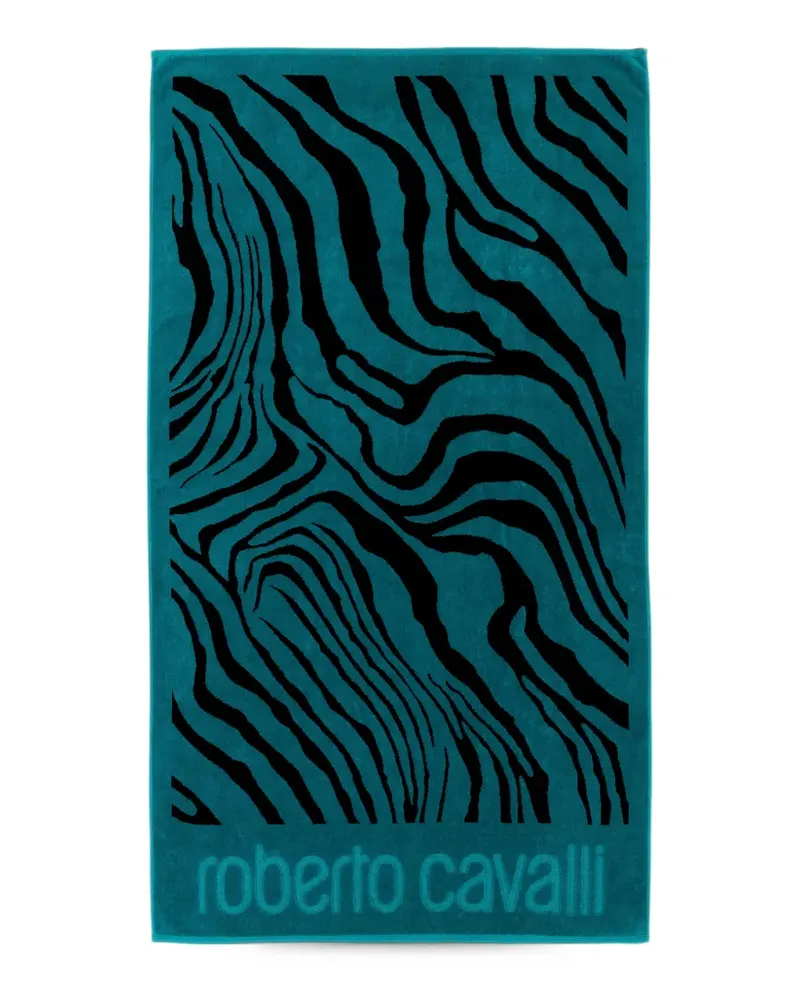 Roberto Cavalli Home Badetuch mit Zebra-Print - Blau Blau