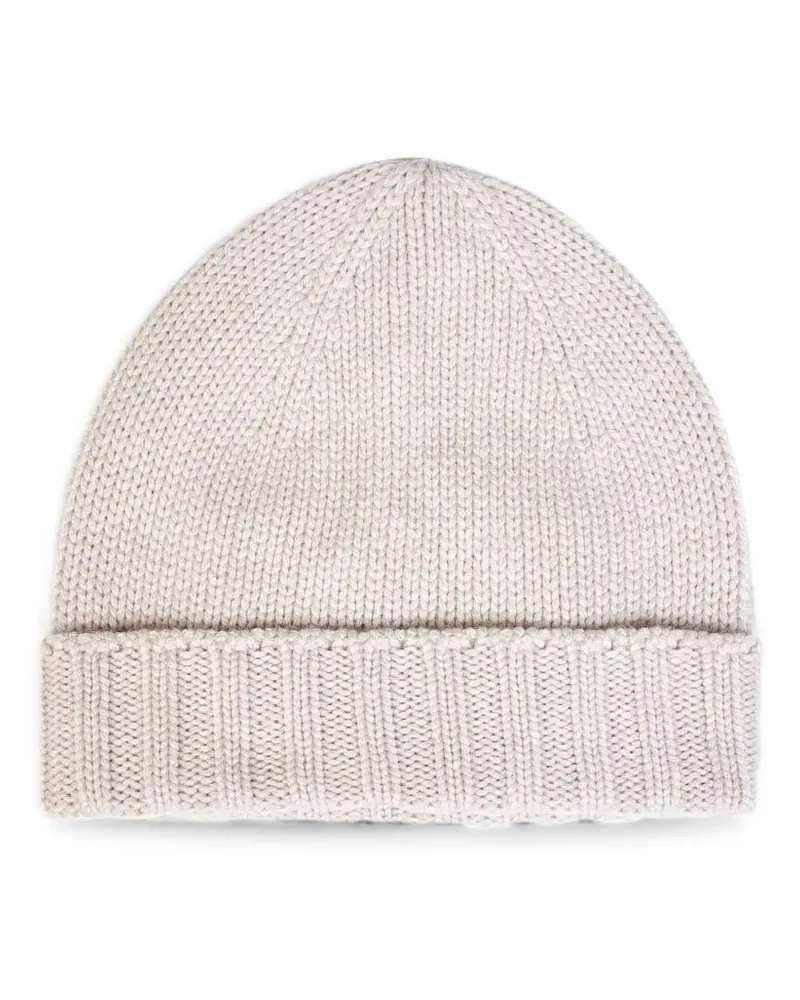 D4.0 Gerippte Beanie mit Umschlag - Nude Nude
