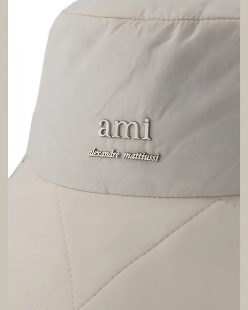 AMI Paris Fischerhut mit Logo-Schild - Weiß Weiß